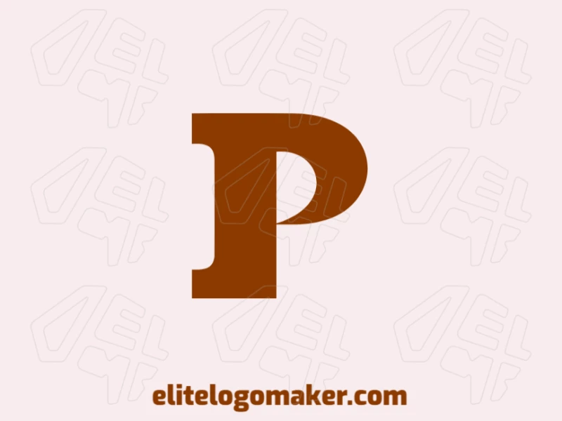 Un logotipo sutil y barato con la letra 'P' abstracta en marrón, diseñado con líneas limpias y minimalistas en estilo de letra inicial.