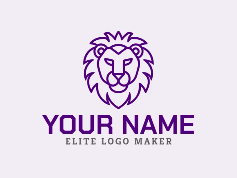 Un logotipo abstracto de león morado en estilo de letra inicial, que ofrece un diseño audaz y personalizable para una marca única.