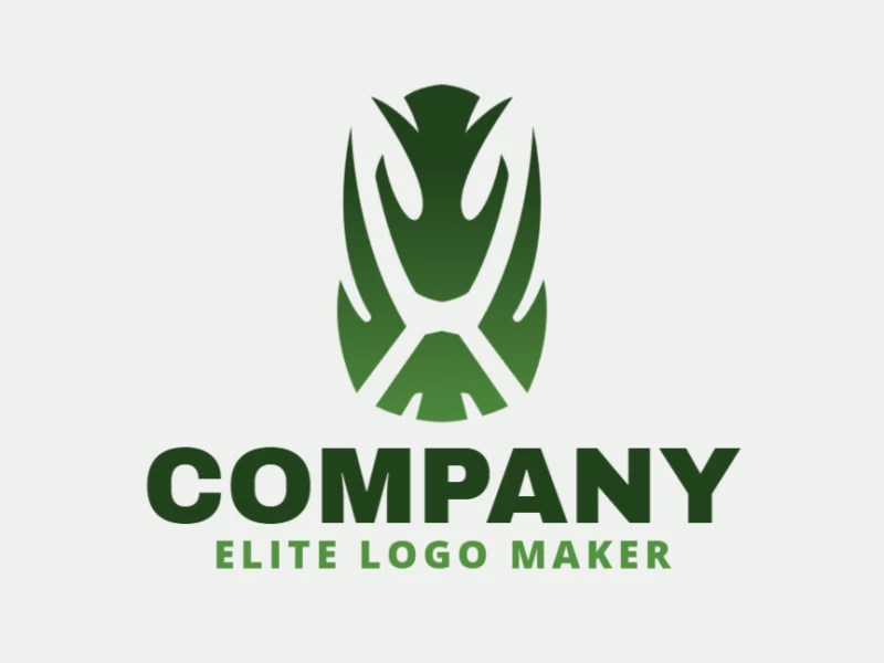 Logotipo personalizable en forma de un extraterrestre, compuesto por un estilo gradiente y color verde.