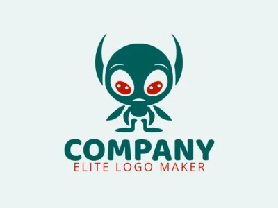 Un lindo logotipo de mascota alienígena hecho con vibraciones verdes, rojas y divertidas. Captura la esencia de tu marca con este divertido y único diseño.