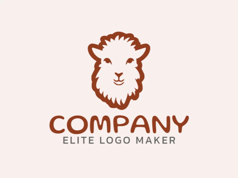 Logotipo disponible para venta en forma de una alpaca con estilo monoline y color marrón.