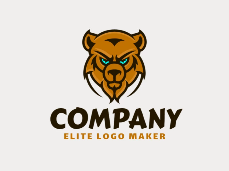 Un logotipo simétrico con un oso enojado, irradiando fuerza y poder.