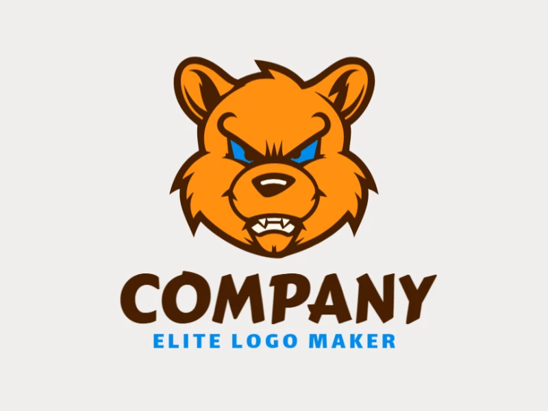 Un logotipo minimalista con la cabeza de un oso enfadado, diseñado con líneas audaces para una representación de marca fuerte y expresiva.