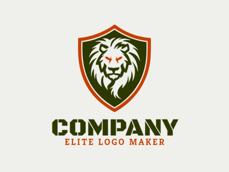 Crear su logotipo en línea con la forma de un león enojado con colores personalizables y estilo emblema.