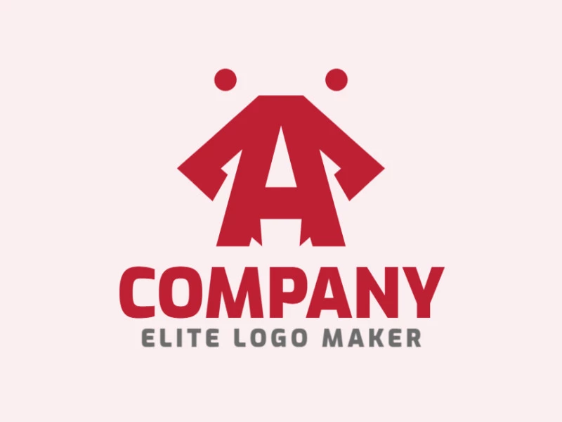 Logotipo disponible para venta en forma de una hormiga combinado con una letra "A", con estilo abstracto y color rojo.