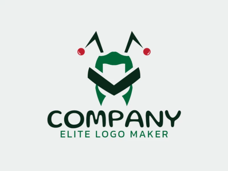 Logotipo vectorial en forma de una hormiga combinado con una flecha con diseño simple y colores verde y rojo.