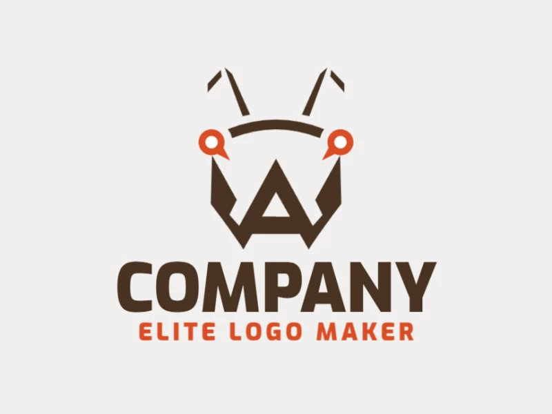 Logotipo profesional en forma de una cabeza de hormiga combinado con una letra "A" con diseño creativo y estilo abstracto.