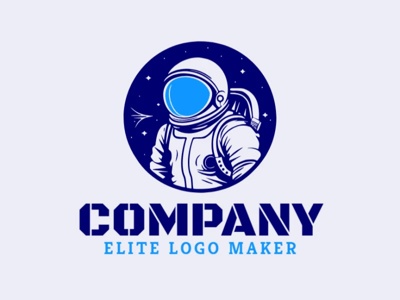 Crear su logotipo en línea con la forma de un astronauta con colores personalizables y estilo ilustrativo.