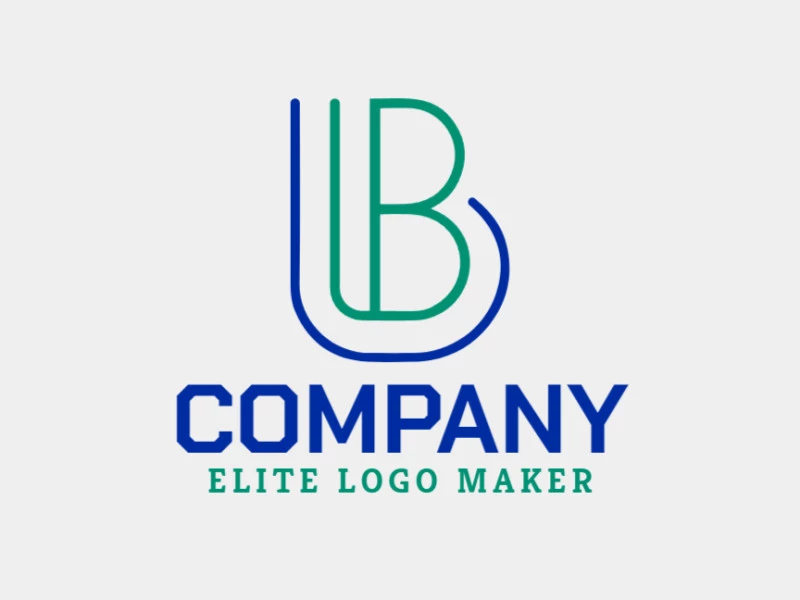 Un logotipo minimalista que presenta la letra 'B', diseñado con simplicidad y elegancia, con una paleta de colores verde y azul para un toque fresco y moderno.