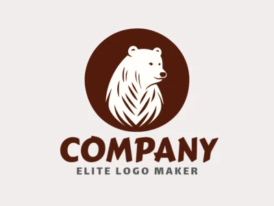 Logotipo simple con formas sólidas que forman un oso con un diseño refinado y colores beige y marrón oscuro.