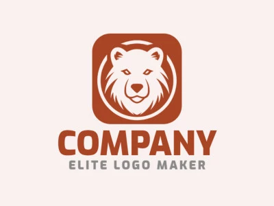 Logotipo personalizable en forma de una cabeza de oso con un estilo circular, el color utilizado fue el marrón.