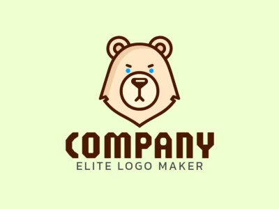 Un logotipo profesional y creativo que presenta la cabeza de un oso en estilo monolineal, utilizando azul, marrón y beige, perfecto para una identidad de marca refinada y moderna.