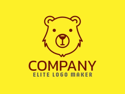 Un logotipo creativo con una cabeza de oso minimalista en marrón, ofreciendo un diseño diferente y perfecto.