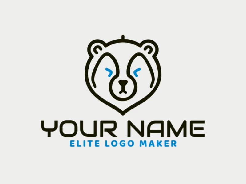 Un logotipo minimalista atractivo y genial con una cabeza de oso en negro sólido, que mezcla simplicidad con un toque moderno y audaz.