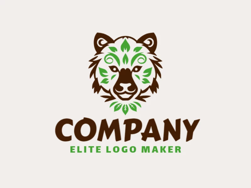 Logotipo ornamentales en forma de una cabeza de oso con diseño creativo.