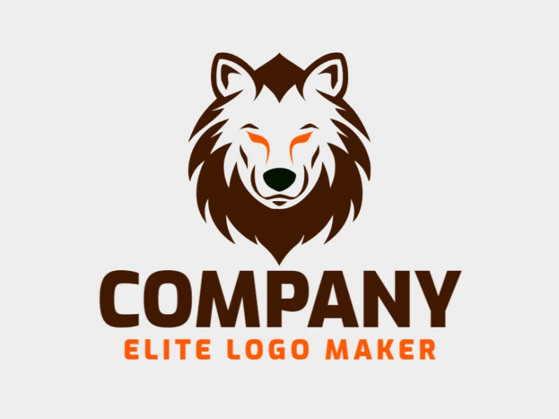 Logotipo simple con un diseño refinado que forma una cabeza de oso en colores naranja y marrón oscuro.