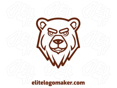Logotipo creativo con cabeza de oso en una forma atractiva, diseñado en un estilo simétrico y visual fuerte.
