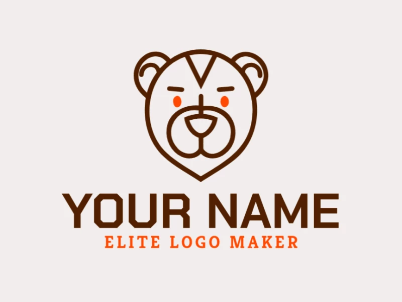 Diseño de logotipo minimalista con cabeza de oso y ojo naranja, elaborado con líneas limpias y estética moderna para amantes del diseño de logotipos.