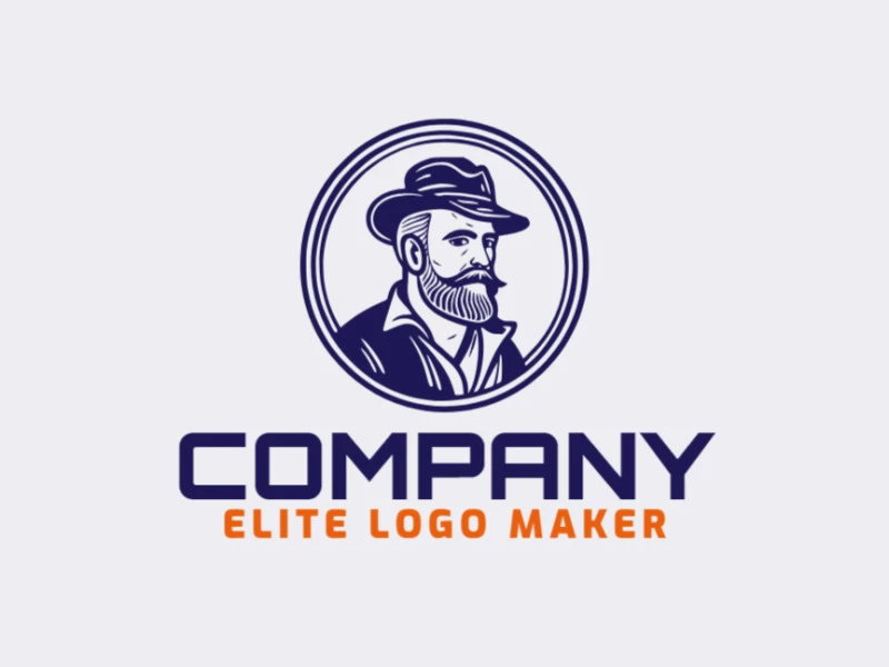 Crear su logotipo en línea con la forma de un hombre barbudo con colores personalizables y estilo abstracto.