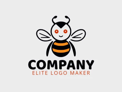 Logotipo personalizable en forma de una abeja con diseño creativo y estilo simétrico.