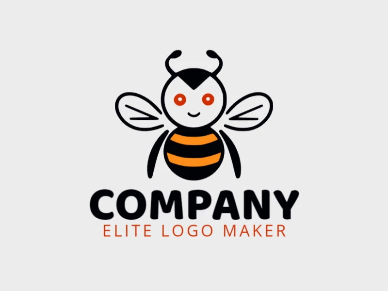 Logotipo personalizable en forma de una abeja con diseño creativo y estilo simétrico.