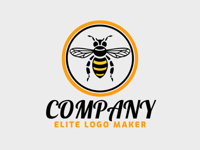 Logotipo listo para venta en forma de una abeja con diseño circular y colores negro y amarillo.