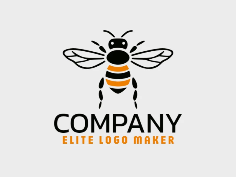 Logotipo listo para venta en forma de una abeja con diseño simétrico y colores naranja y negro.