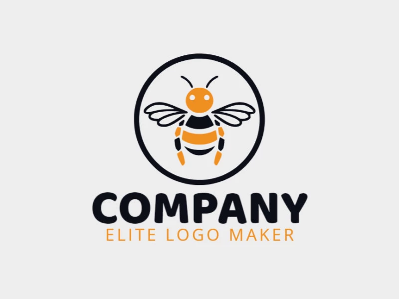 Logotipo infantil con un diseño refinado que forma una abeja en colores negro y amarillo.