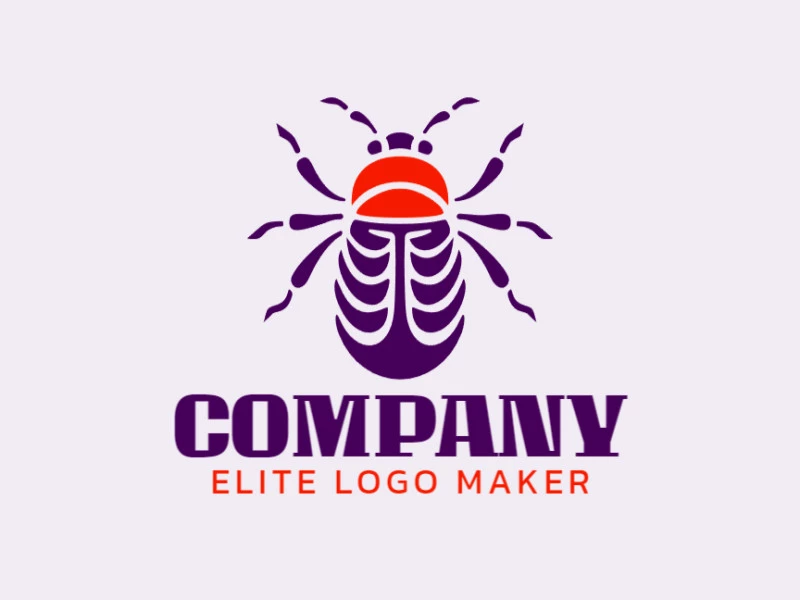 En una llamativa combinación de naranja y morado, este logo simétrico toma la forma de un fascinante escarabajo, simbolizando fuerza y resiliencia con su diseño equilibrado y armónico.