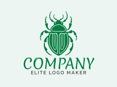 Logotipo personalizable en forma de un escarabajo compuesto por un estilo simétrico y color verde oscuro.