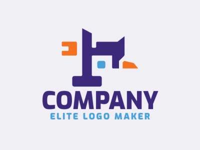 Logotipo exclusivo en forma de un pájaro con diseño minimalista y colores azul y naranja.