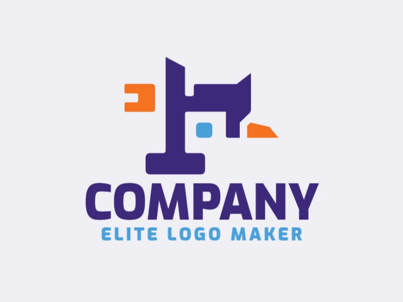 Logotipo exclusivo en forma de un pájaro con diseño minimalista y colores azul y naranja.