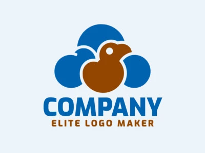 Logotipo con diseño creativo, formando un pájaro combinado con una nube con estilo minimalista y colores personalizables.