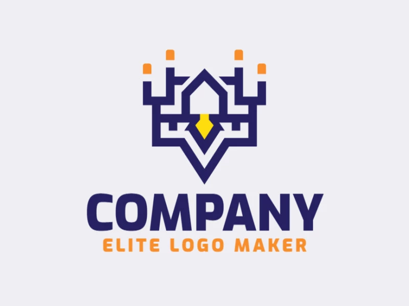 Logotipo personalizable en forma de un pájaro combinado con una casa, con diseño creativo y estilo abstracto.