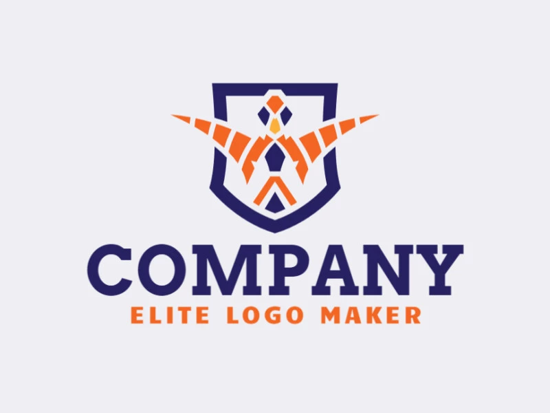 Crear un logotipo para su empresa en forma de un pájaro combinado con un escudo con estilo simétrico.