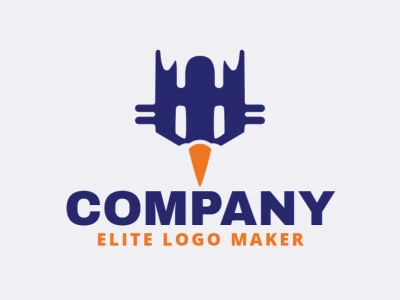 Logotipo minimalista creado con formas abstractas que forman un pajarito en colores azul y naranja.