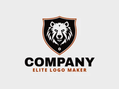 Logotipo minimalista con formas sólidas que forman un oso negro con un diseño refinado y colores marrón y negro.