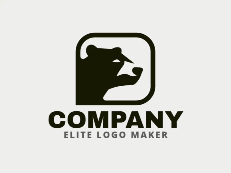 Logotipo vectorial en forma de una cabeza de oso negro con diseño mascota y color negro.