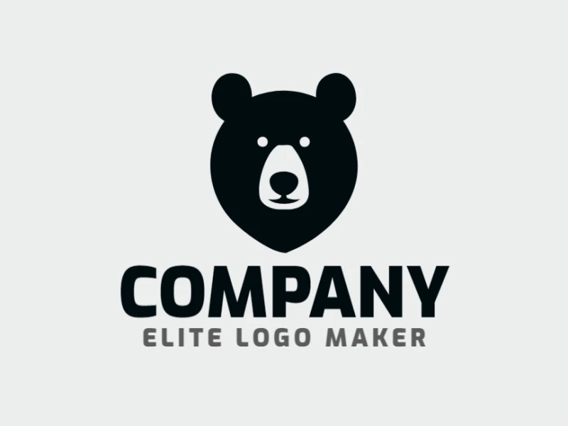 Un logotipo minimalista que retrata la cabeza de un oso negro con líneas elegantes y un atractivo moderno.