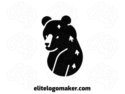 Un logo simple de concepto con un oso negro y flechas por su cuerpo, creando un diseño limpio y minimalista.