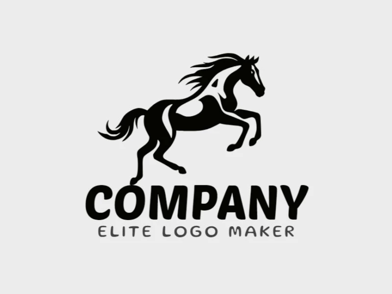 Crea un logotipo vectorizado que presente un diseño contemporáneo de un caballo negro y estilo abstracto, con un toque de sofisticación y color negro.