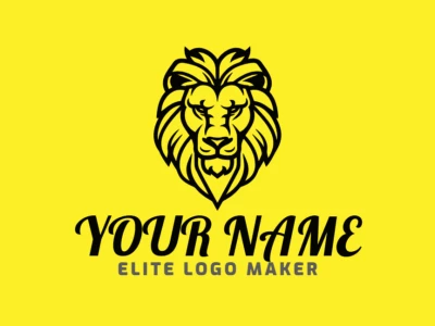 Un logotipo barato con la cabeza de un león negro ideal y elegante en estilo mascota, diseñado para transmitir fuerza y sofisticación con un aspecto audaz y poderoso.