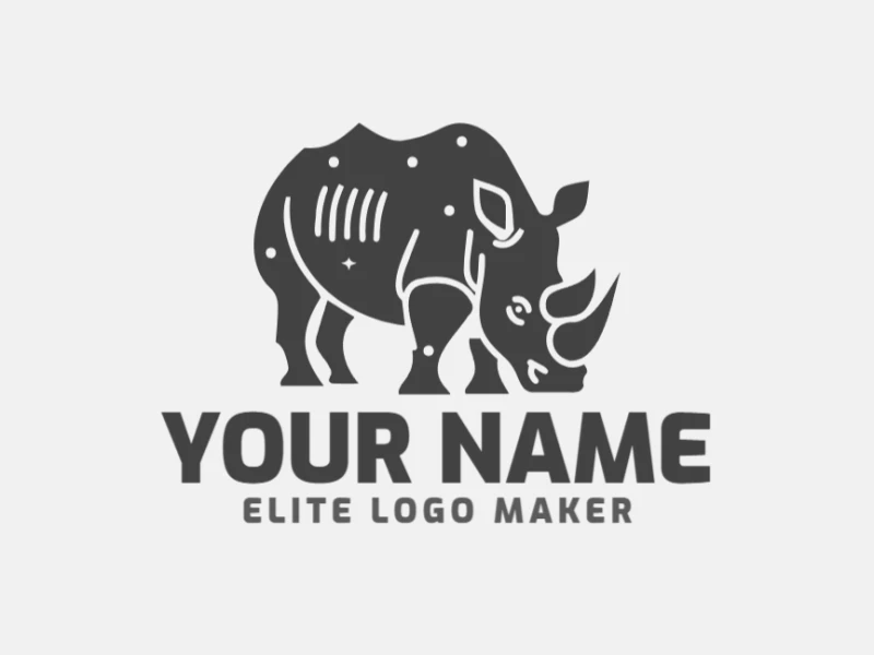 Un logotipo de animal personalizable con un elegante rinoceronte negro, diseñado con un concepto versátil para oportunidades de marca.