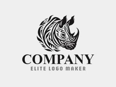 Crear un logotipo para su empresa en forma de un rinoceronte negro con estilo abstracto y color negro.