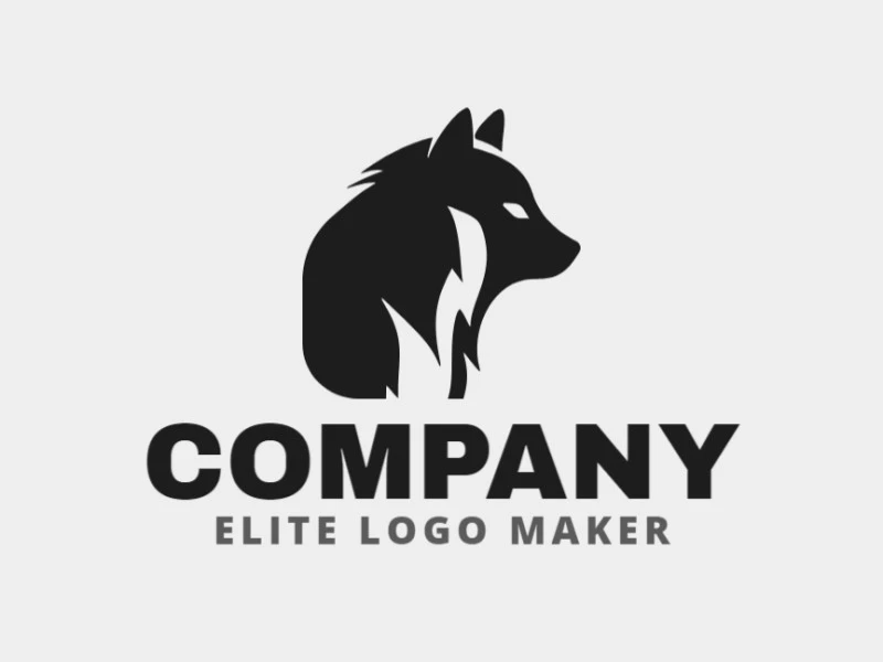 Cree un logotipo memorable para su negocio en forma de un Lobo negro con un estilo simple y un diseño creativo.