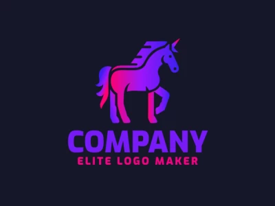 Un logotipo económico y destacado con un unicornio en un degradado de colores azul y rosa, creando un diseño vibrante y llamativo.