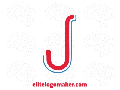 Diseño de logotipo creativo con la letra "J" en azul y rojo en estilo de letra inicial, que une elegancia e impacto visual.