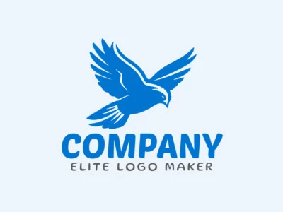 Logotipo personalizable en forma de un pájaro azul volando con diseño creativo y estilo minimalista.