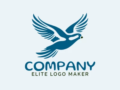 Logotipo personalizable en forma de un pájaro azul volando compuesto por un estilo abstracto y colores azul y negro.