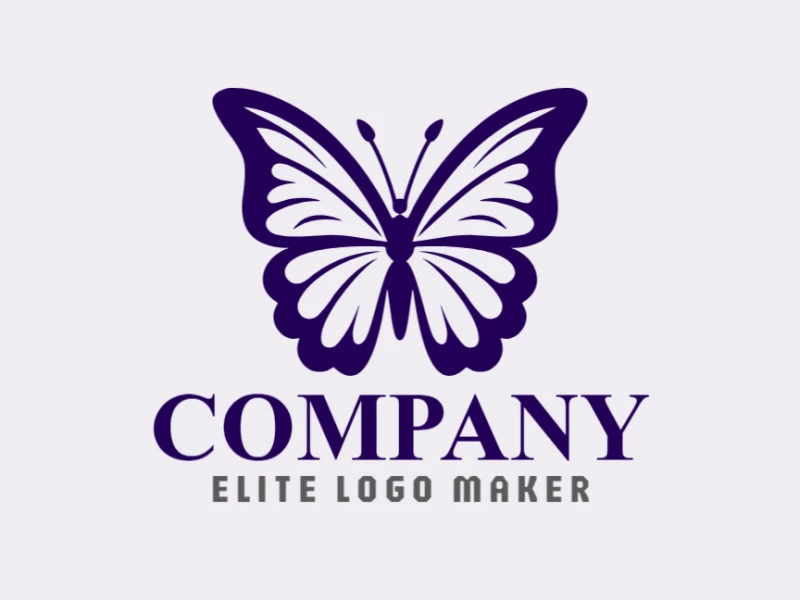 Crear su logotipo en línea con la forma de una mariposa azul con colores personalizables y estilo simétrico.